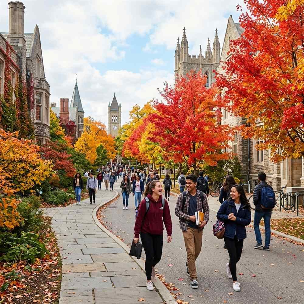 Canadian University Campus in Autumn